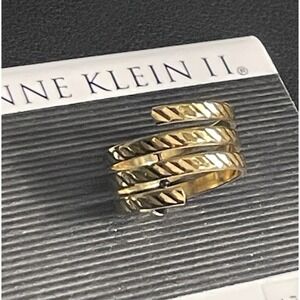Y2K Wrap Ring Anne Klein II Size 9 Gold Tone Textured NOS New Old Stock Jewelry
